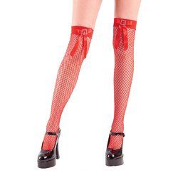 Red Fishnet Thigh High Costume Tights